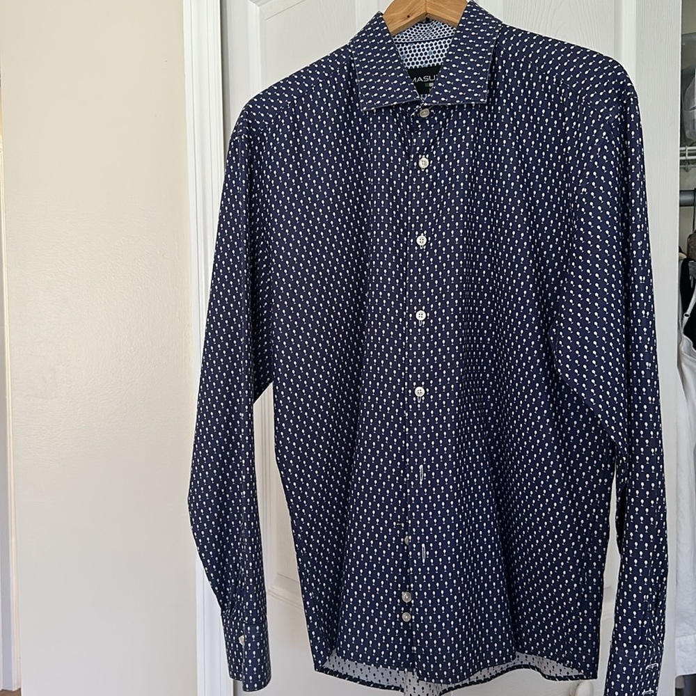 MASUTTO  Long Sleeve dress shirt. Wine glass/goblet design